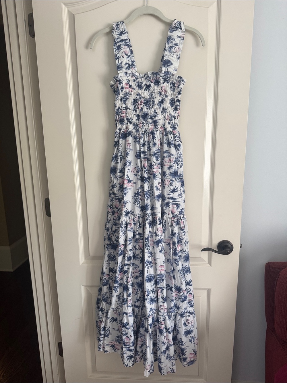 Abercrombie & Fitch White Maxi Dress with Blue and Pink Floral Print